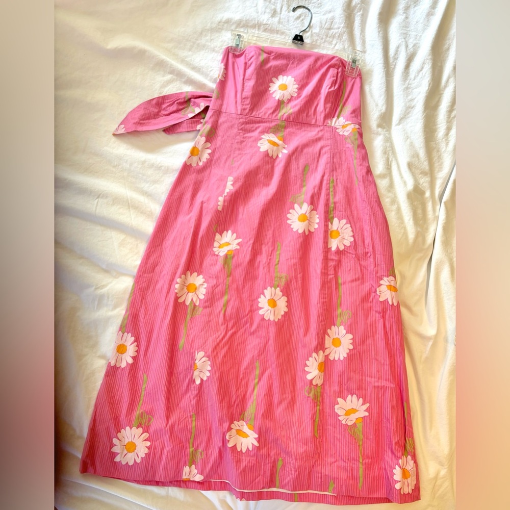 Lily Pulitzer Daisy pattern pink strapless dress